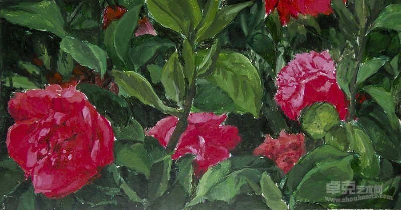 郑迁《花卉册页二》 38x20cm 纸本丙烯 38x20cm 2012