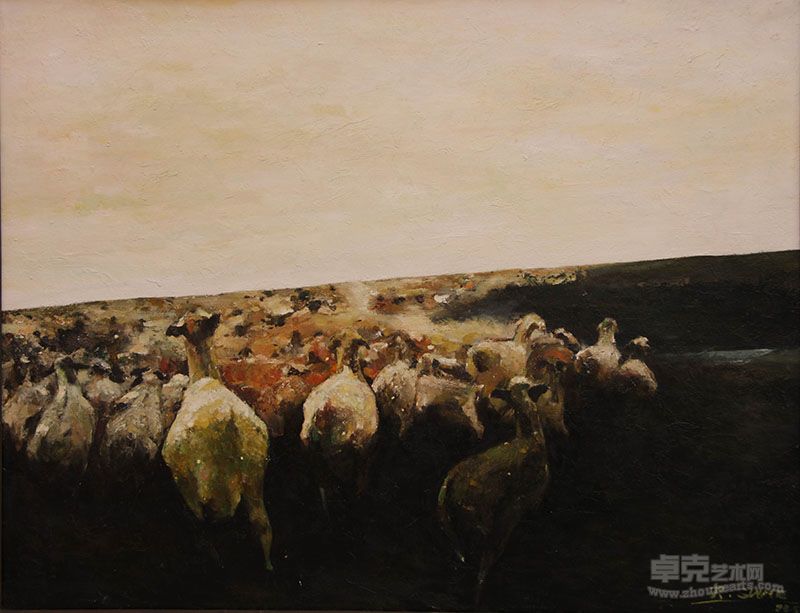 荣.苏和油画作品 《羊群》 146cm×114cm 亚麻布.油彩 1997