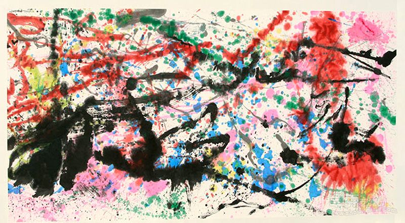 《自然与时间的交响》220x110cm   丙烯，宣纸，亚麻布