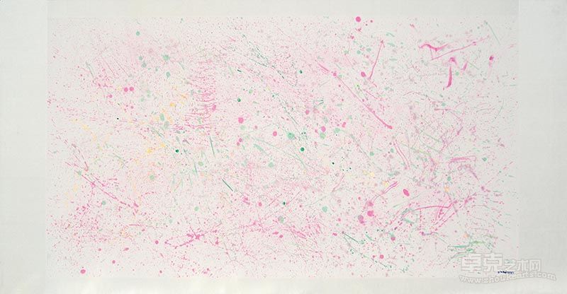 《此时此刻》，丙烯、宣纸、亚麻布，220x110cm