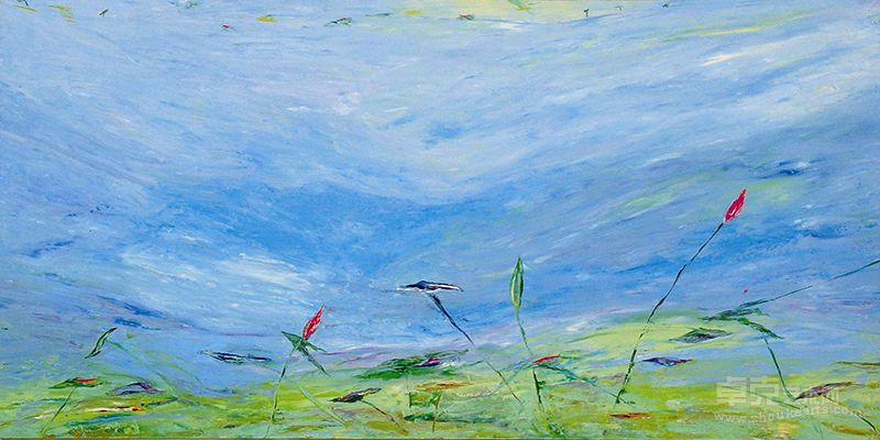 水兮荷兮之五 180x90cm 布面油画