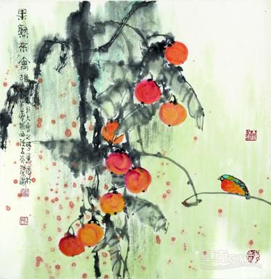 果熟来禽 35.5x34.5cm
