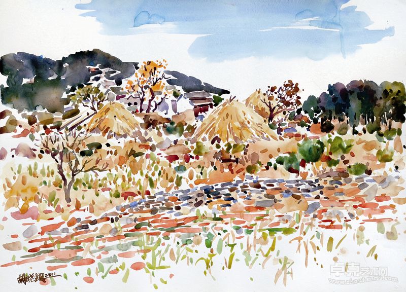 胡晓钢作品—顺光  55x75cm 2011 阿诗300克热压水彩纸