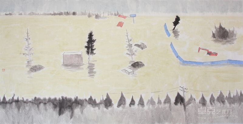 王牧羽《突围·7月23日·假日》 180×98  纸本水墨  2012年