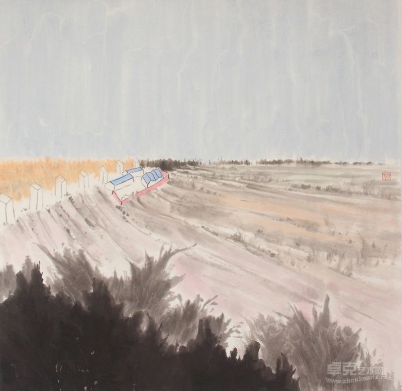 王牧羽《十月之城·下》  68×68   纸本水墨 2012年