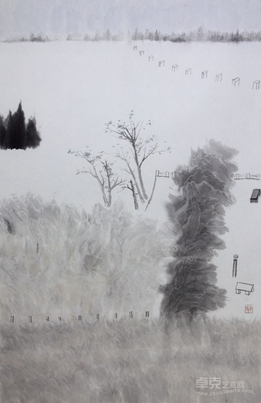 王牧羽《边城·之三》 45·70  纸本水墨  2012年