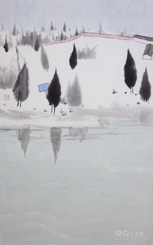 王牧羽《立春》  45×70  纸本水墨  2012年