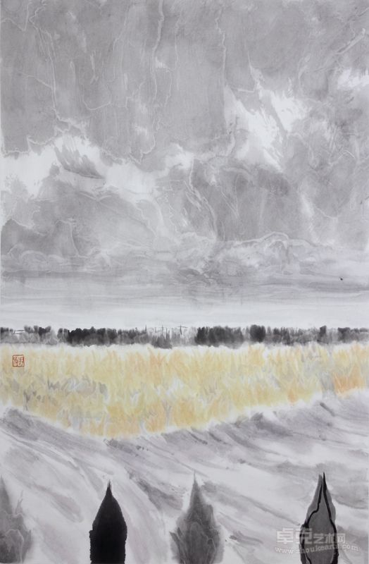 王牧羽《立秋·东》 45×70  纸本水墨  2012年