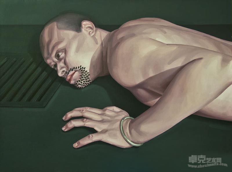 下面有人吗？ 杜峡　创作时间：2010　材质：布面油画　尺寸：90x120cm