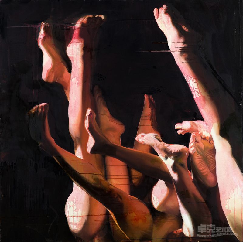 2.进入秘密的事情，2012年，布面油画，100×100cm Into the secret things (Eight Circle-Simoniacs XIX canto), 2012,   oil on canvas, cm 100x100