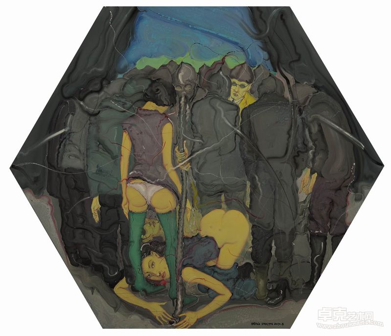 一个骇人的夜晚  布面油画  80×80cm