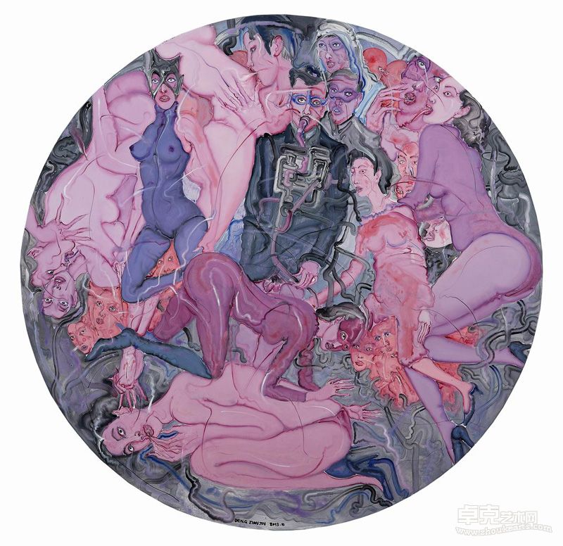 对着月亮说胡话的人们NO.2 布面油画  70×70cm