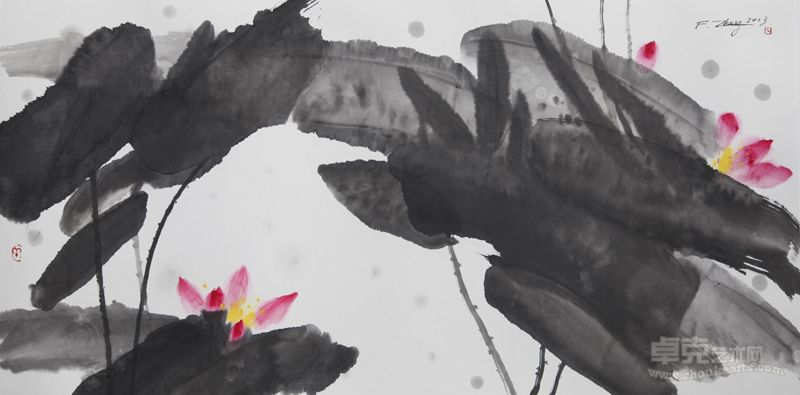 映日 纸本墨彩 137X69cm 2013