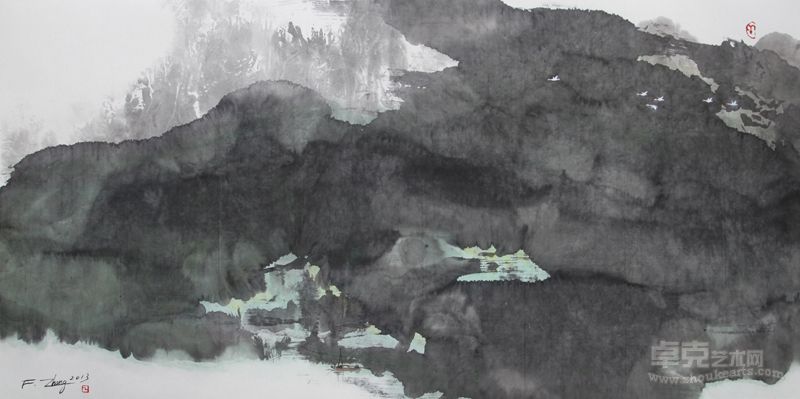 清风 纸本墨彩 137X69cm 2013