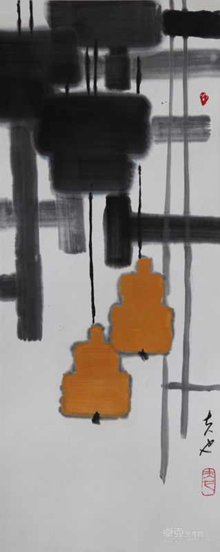 好样 纸本墨彩 68X28cm 1988