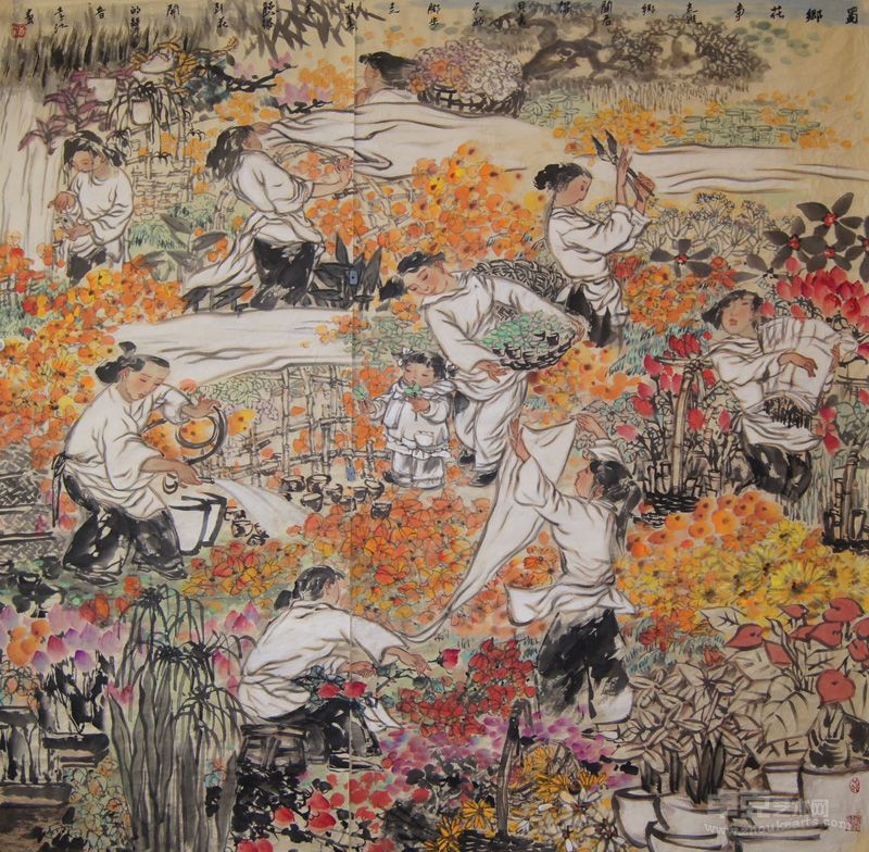 蜀乡花事 160x160cm