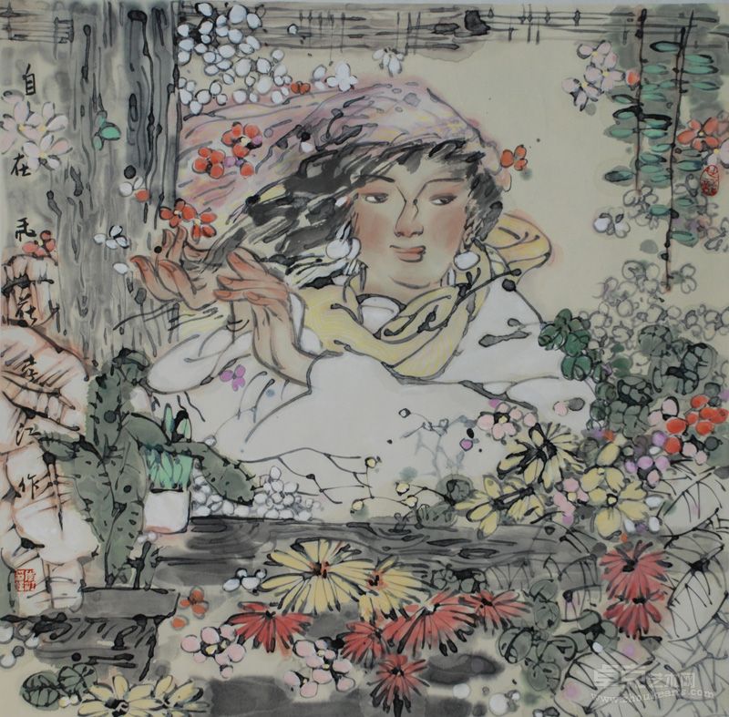 自在飞花 68x68cm