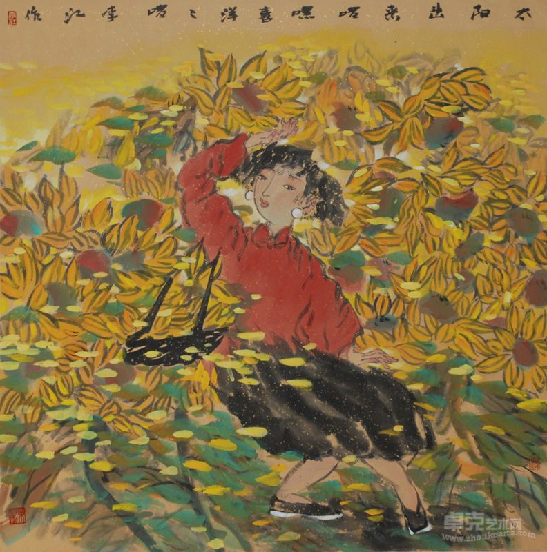 太阳出来喜洋洋 68x68cm