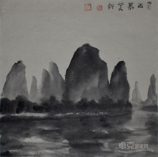 《山水之二》 材质：纸本　尺寸：70x69cm