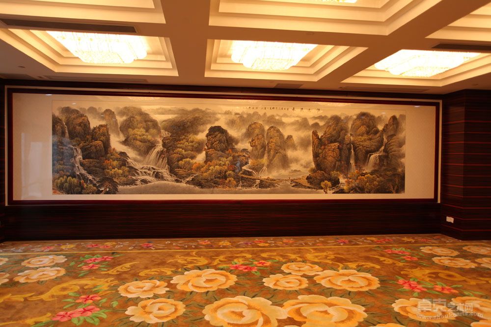 惠州凯宾期基国际大酒店大型山水作品“源远流长”800×180CM