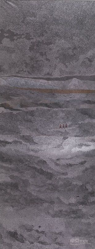 高原雪 之一 章红兵　创作时间：2012　材质：纸上色彩　尺寸：280x120cm