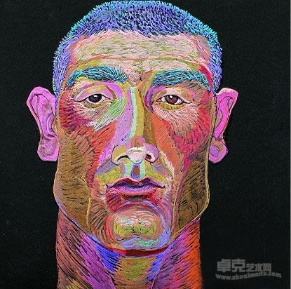 新疆男头像 之一 章红兵　创作时间：2011　材质：纸上色彩　尺寸：25x25cm