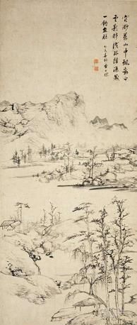 仿一峰山水图 轴 查士标（1615-1697）