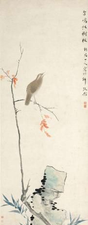 鸟鸣秋树图 轴 华（1682-1756）