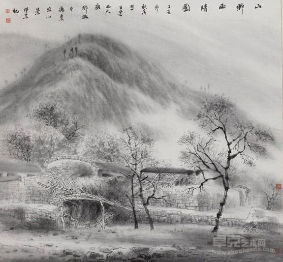 山乡雨情图
