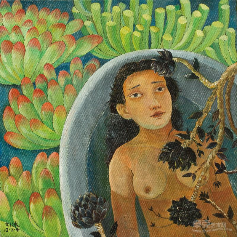 刘冰 多肉植物 30×30cm 布面油画 2013