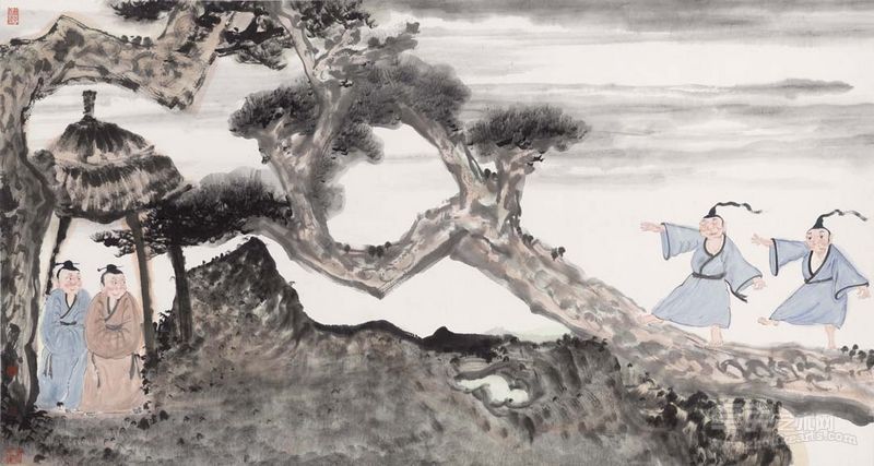 莫听穿林打叶声  魏广君 王艺 纸本设色 96.2×180.4