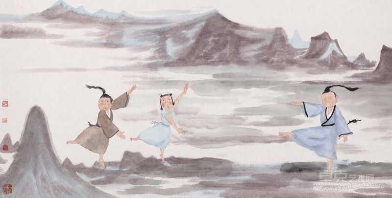 舞乐图 魏广君 王艺70.7×139.6纸本设色