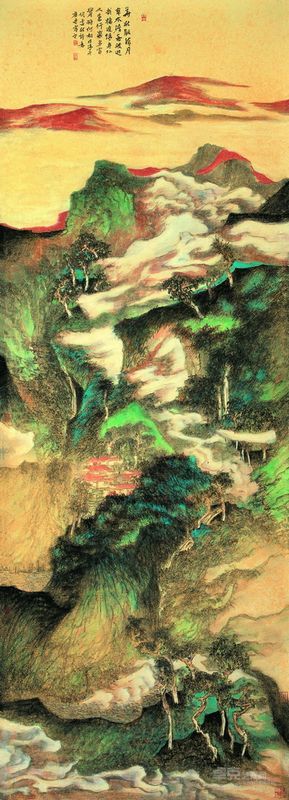 倪云林诗意220X90CM纸本设色2008年