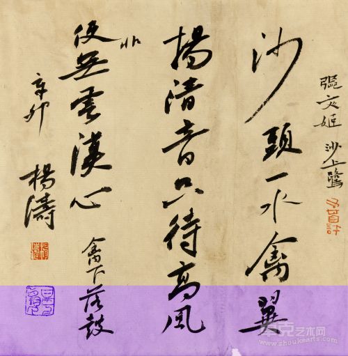 沙头一水禽 34x34cm 纸本 斗方 2011 杨涛
