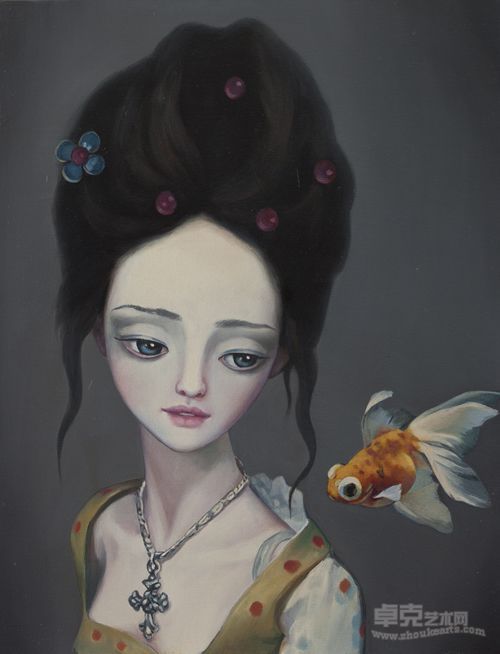 美人鱼之一,65x50cm ,2012，布面油画