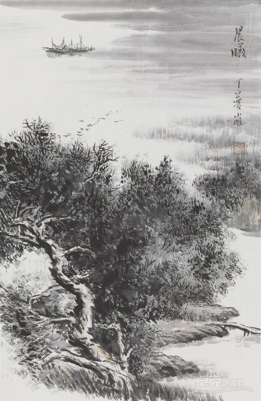 国画 晨曦 丁梦岚 70×46cm 2011 设色纸本