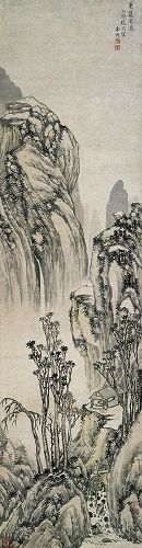 明陈焕重岩飞瀑图幅（墨笔）