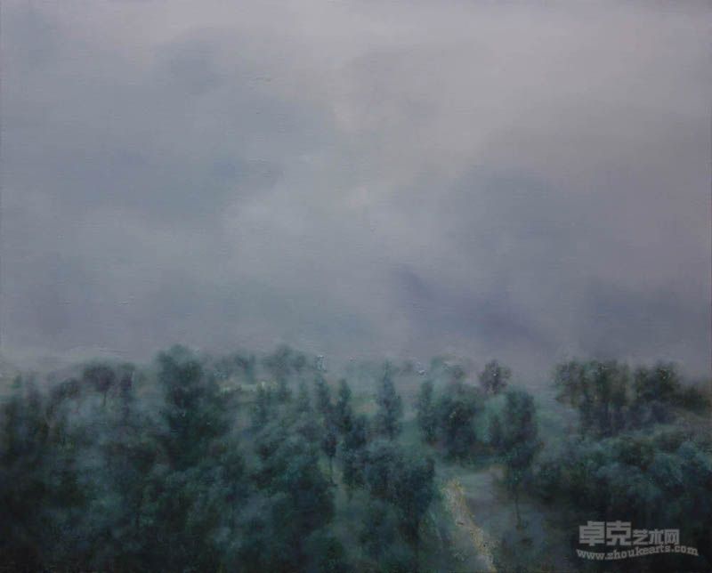 雨中我的温榆河的堤岸2 100x80cm