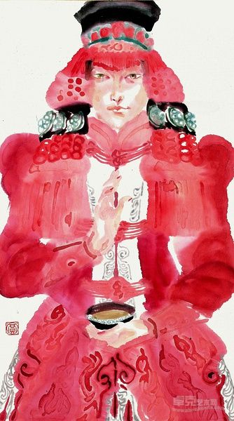 蒙古族新娘 贾宝锋 45*25cm 2011年作