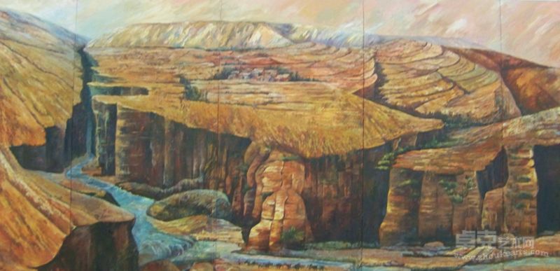 《河谷铃声》布面五联油画 2010年 彭家明