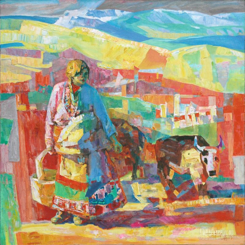 家园系列之2，133CM×133CM. 李华英 1999年作