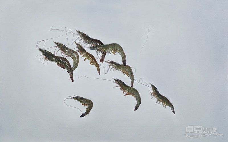 虾 油彩 画布，手工水晶画框 60x80cm 2013