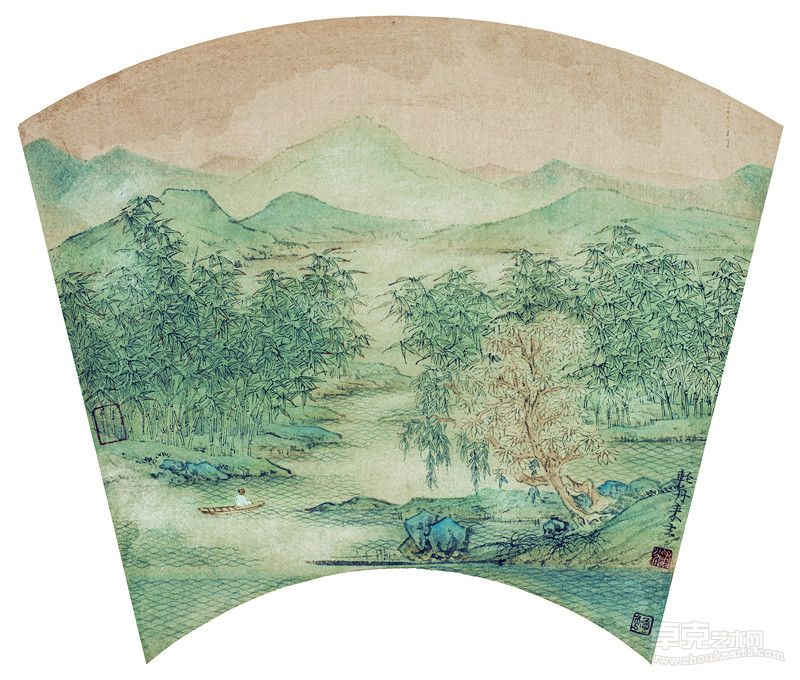 《轻舟来去》纸本设色 30×35cm 2013 浦均