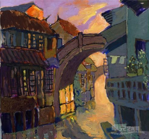 油画：朱家角（50厘米x50厘米)