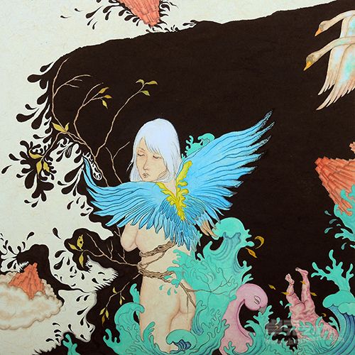 崔雪涛 《暗夜来袭》 40x40cm 卡纸工笔 2013