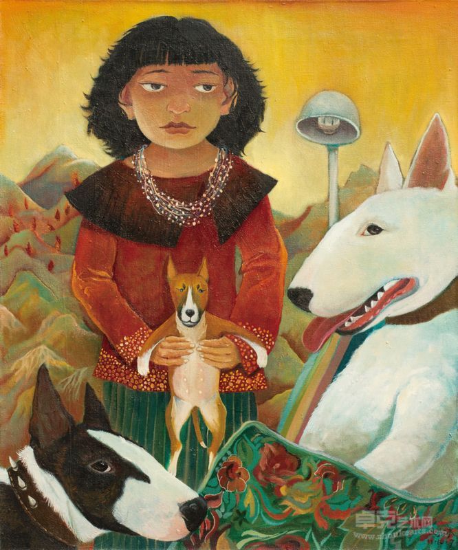 刘冰 牛头梗之友 50×60cm 布面油画 2011 ￥12000