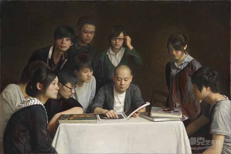 名称：《我们的油画课》作者：张飞。尺寸：180X120CM-2011布面油彩
