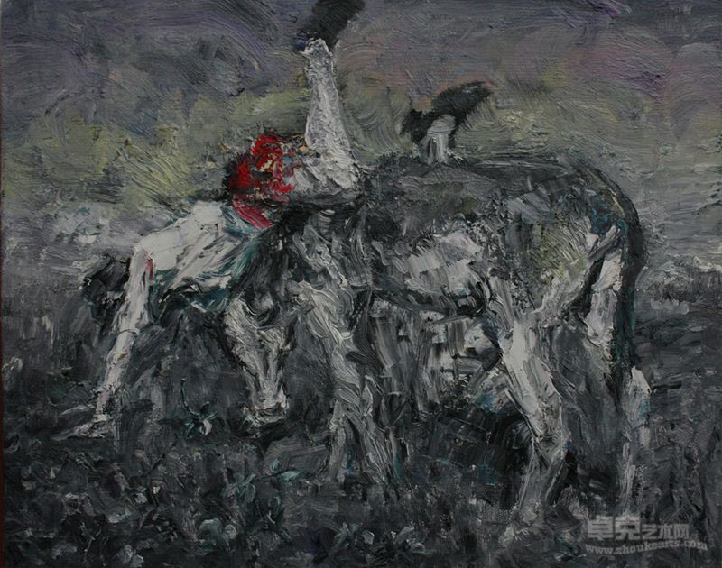 马失前蹄  材质布面 油画 40cmx50cm 创作年代2013年 作者张微洲