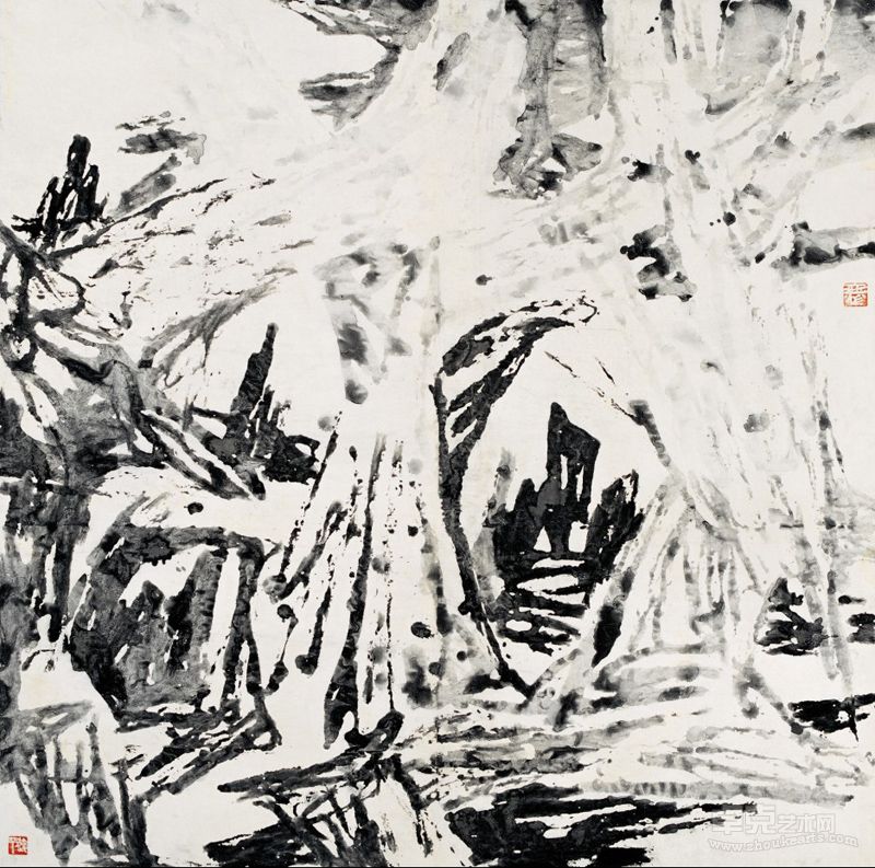 邓达平  天工  水墨纸本  139cm×138cm  2002年