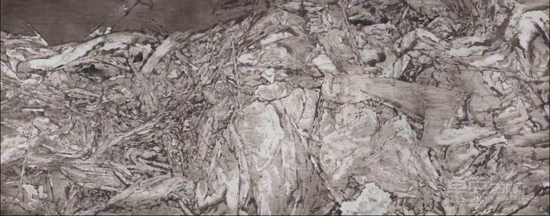花俊  天子岭2—1  水墨纸本  145cm×368cm  2012年